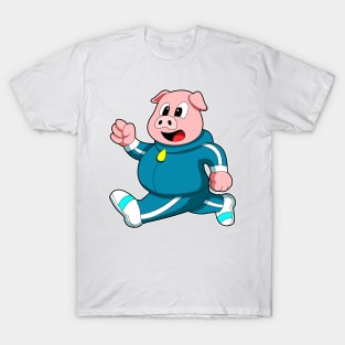 Pig at Fitness - Jogging with Jogging suit T-Shirt